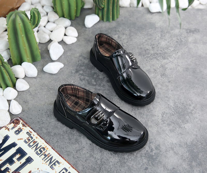 Shoelace Tie Buckle Black Etiquette Children'S Shoes Students School Boys Performance Small Leather Shoes Boys Leather Shoes - Image 1