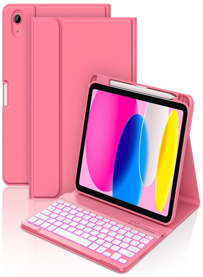 COO for iPad 11/10th Gen Case with Keyboard(11" A16 2025 & 10.9" 2022)-7 Colors Backlit Wireless Detachable Bluetooth Keyboard Cover with Pencil Holder, Auto Wake/Sleep for iPad A16 KeyboardCase(Red) - Image 1