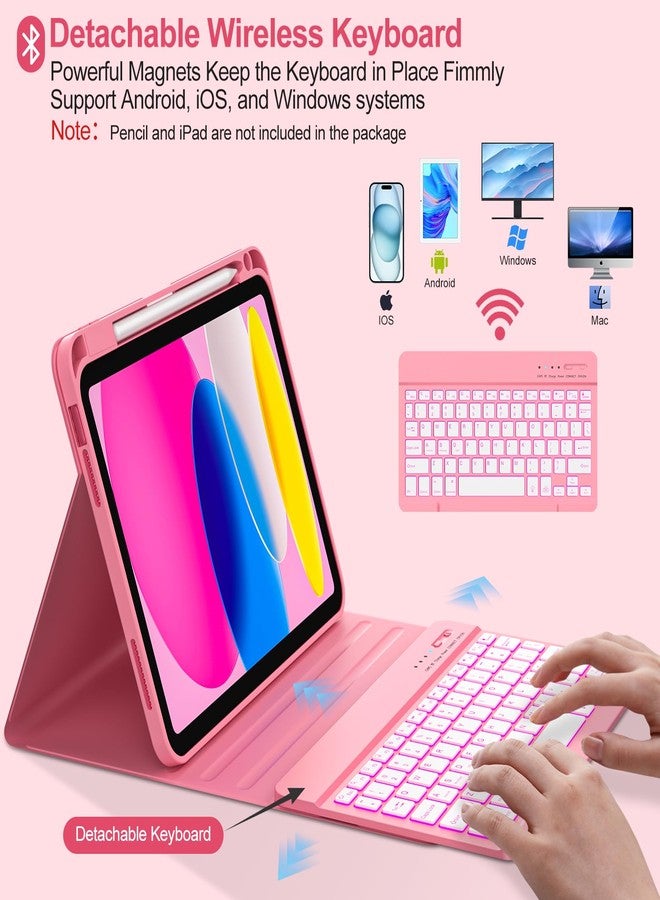 COO for iPad 11/10th Gen Case with Keyboard(11" A16 2025 & 10.9" 2022)-7 Colors Backlit Wireless Detachable Bluetooth Keyboard Cover with Pencil Holder, Auto Wake/Sleep for iPad A16 KeyboardCase(Red) - Image 5