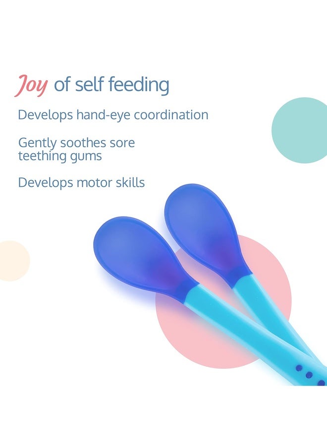 Luvlap Tiny Love Heat Sensitive Baby Feeding Spoons Set|Food Grade PP Kids & Baby Spoon with Soft Silicone Tip| Color changing| BPA Free| FDA Apporved|2 pcs Blue,13 centimeter - Image 5