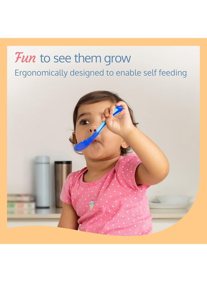Luvlap Tiny Love Heat Sensitive Baby Feeding Spoons Set|Food Grade PP Kids & Baby Spoon with Soft Silicone Tip| Color changing| BPA Free| FDA Apporved|2 pcs Blue,13 centimeter - Image 2