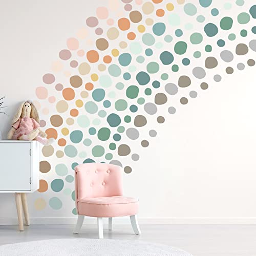 Epakh 296 Pcs Polka Dots Wall Decal Boho Rainbow Kids Playroom Wall Decor Gifts, Colorful Nursery Room Bedroom Classroom Watercolor Decal Art, Peel and Stick Modern Decor Sticker(Light Colors) - Image 1