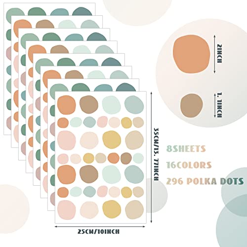 Epakh 296 Pcs Polka Dots Wall Decal Boho Rainbow Kids Playroom Wall Decor Gifts, Colorful Nursery Room Bedroom Classroom Watercolor Decal Art, Peel and Stick Modern Decor Sticker(Light Colors) - Image 2