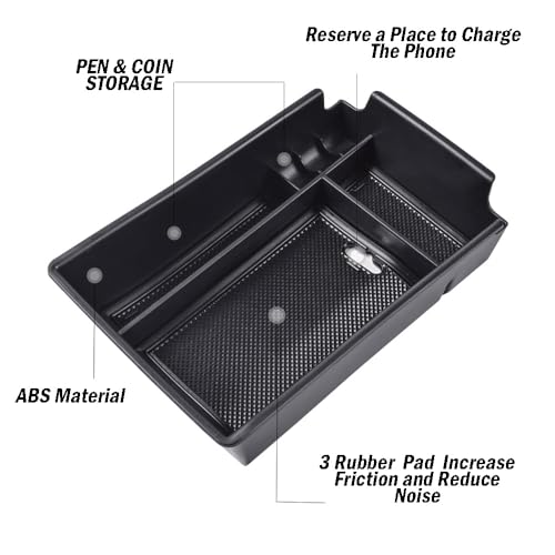 TACOBRO Center Console Organizer Compatible with Hyundai Sonata 2020 2021 2022 2023 Accessories, Sonata N-Line/Limited Insert Tray Secondary Storage Armrest Box ABS Black - Image 3