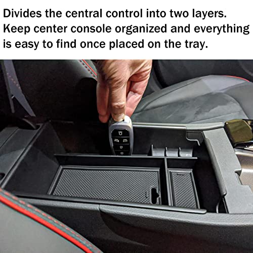 TACOBRO Center Console Organizer Compatible with Hyundai Sonata 2020 2021 2022 2023 Accessories, Sonata N-Line/Limited Insert Tray Secondary Storage Armrest Box ABS Black - Image 5