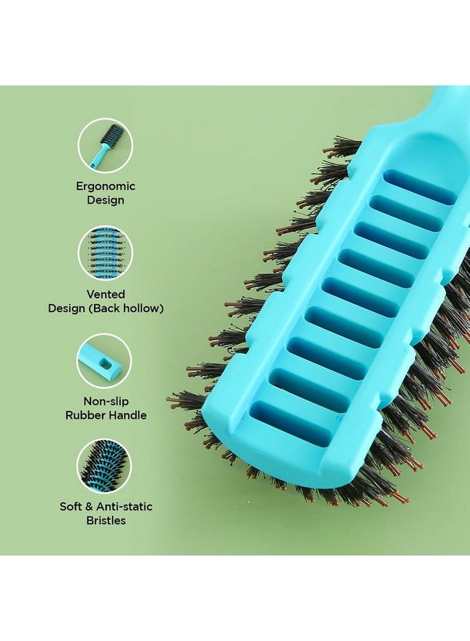 Hearts Hair Brush | Flexible Bristles Brush | Hair Brush With Paddle | Quick Drying Hair Brush | Suitable For All Hair Types | Round Vented Hair Brush | 2 Piece | C13-X-Ble | Blue - Image 3