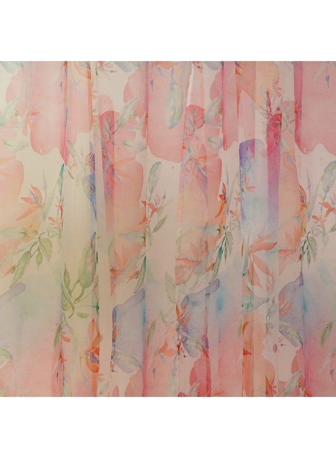 ZEBA Polyester World Transparent Sheer Back Tab Curtain For Door|Bedroom And Living Room|Soft And Light Weight|Printed Modern Floral Abstract In Multicolor-50X90 Inches(7.5Feet Long)(Pack Of 1) - Image 4