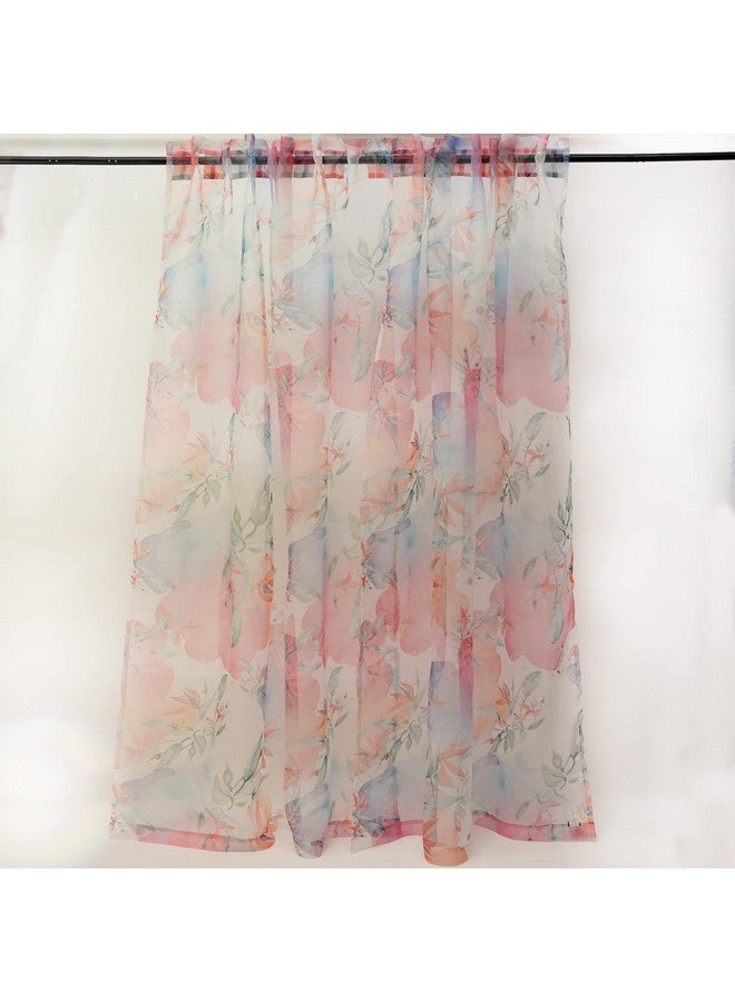 ZEBA Polyester World Transparent Sheer Back Tab Curtain For Door|Bedroom And Living Room|Soft And Light Weight|Printed Modern Floral Abstract In Multicolor-50X90 Inches(7.5Feet Long)(Pack Of 1) - Image 2