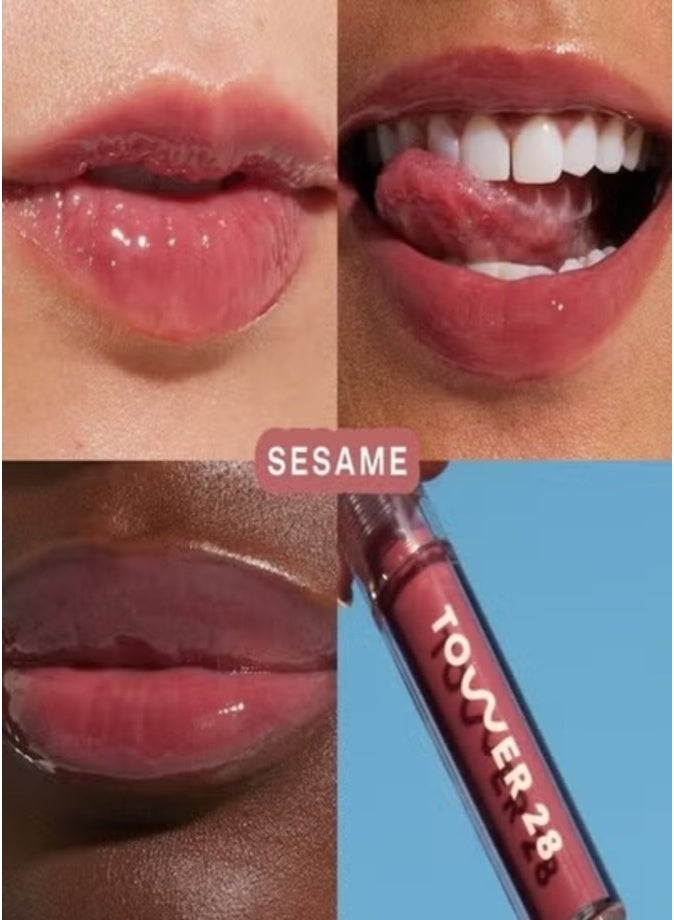 Tower 28 ShineOn Moisturizing Lip Jelly Gloss,  Sesame - semi-sheer, milky mauve 3.9g – Non-Sticky, Hydrating Lip Shine - Image 2