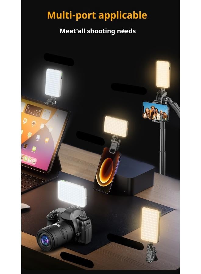 إضاءة فيديو LED وإضاءة سيلفي للجوال - مع مشبك أمامي/خلفي، 3 أوضاع و10 مستويات سطوع، إضاءة تصوير محمولة للهاتف والتابلت واللاب توب لزوم وتيك توك - Image 1