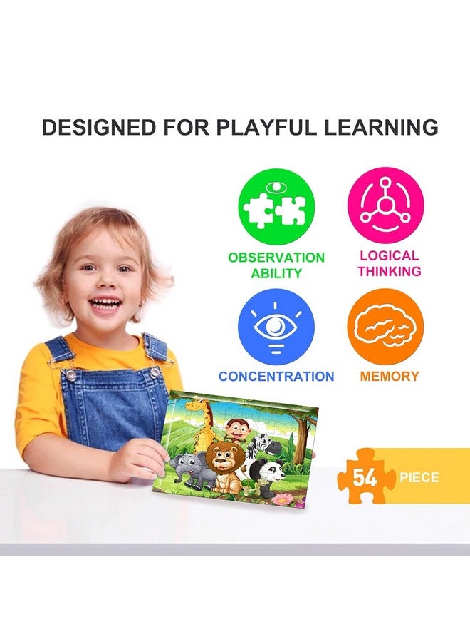 Fiddlys 54 Pcs Wood Jigsaw Puzzles for Kids & Children Age 6+ Animal World and Sea World (Bears Elephant & Panda Pack of 3) - Image 5