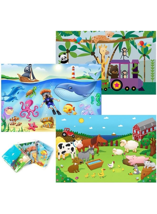 HomeWorthy أطباق منزلية قابلة للتصرف للأطفال - طبق حيوانات لطيف للأطفال يلتصق بالطاولات في المطاعم - (عبوة متنوعة 40 مع 3 تصاميم) - Image 1