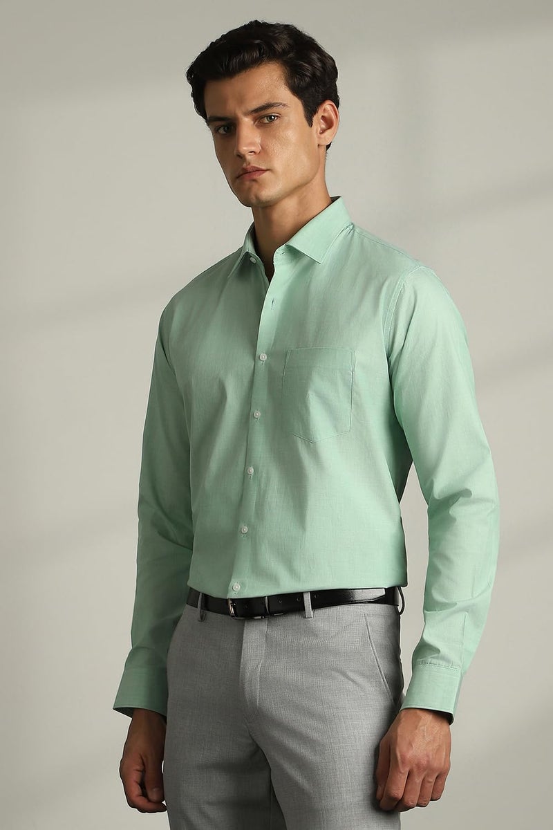 Van Heusen Men's Cotton Solid Slim Fit Formal Shirt (Vhsfbslpy08743_Green 40) - Image 2