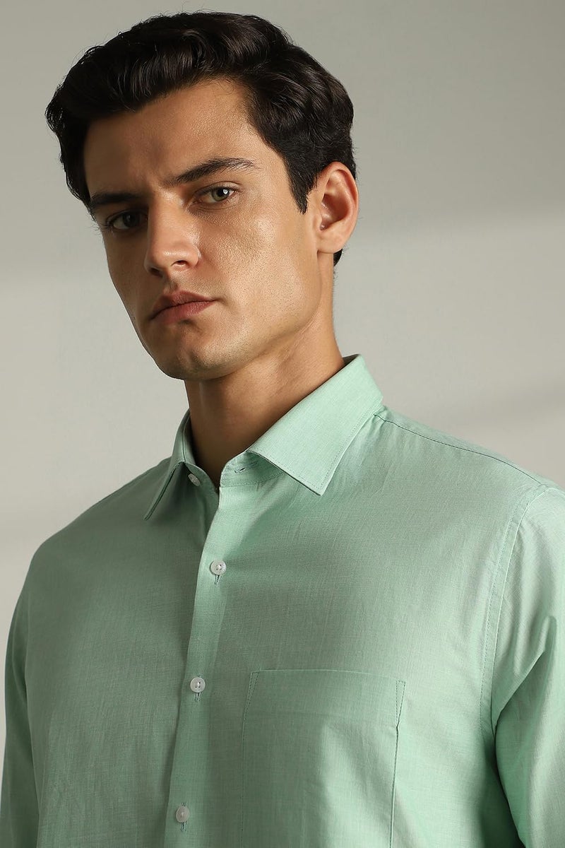 Van Heusen Men's Cotton Solid Slim Fit Formal Shirt (Vhsfbslpy08743_Green 40) - Image 4