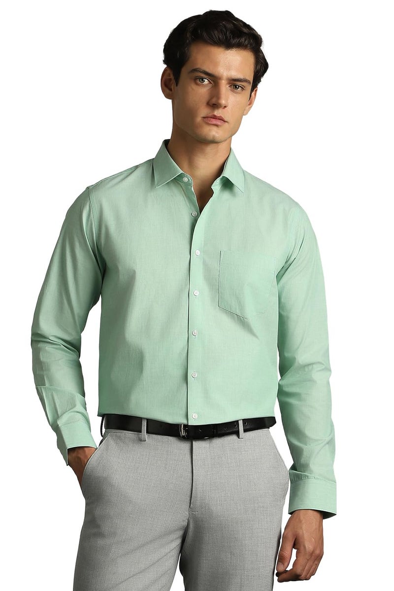 Van Heusen Men's Cotton Solid Slim Fit Formal Shirt (Vhsfbslpy08743_Green 40) - Image 1