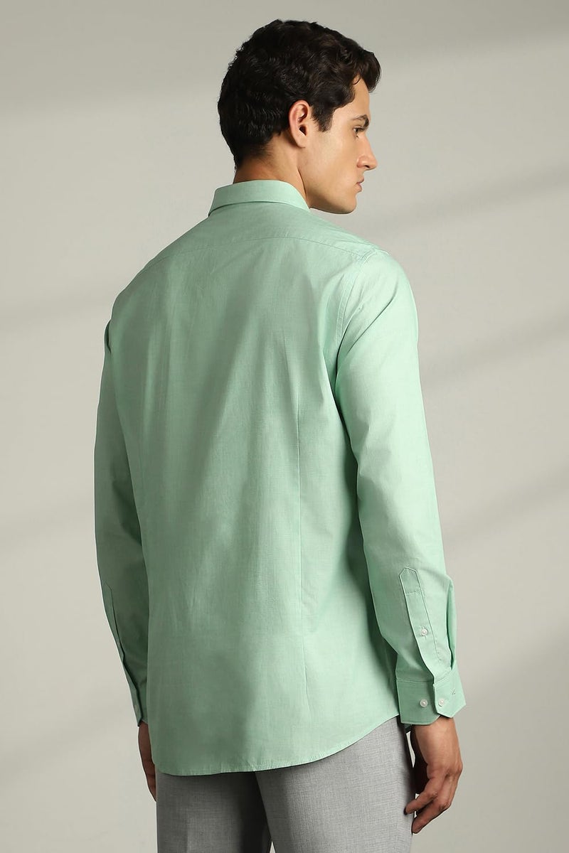 Van Heusen Men's Cotton Solid Slim Fit Formal Shirt (Vhsfbslpy08743_Green 40) - Image 3