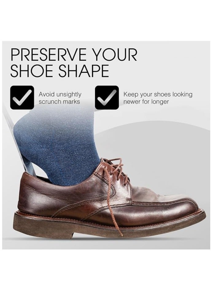 Stainless Stee Shoe Horn 2Pcs-12CM 42CM  lMetal Shoehorn Shoehorn Long Handled with Leather Handle for Seniors Men Women,Small shoe horn with keychain - Image 3