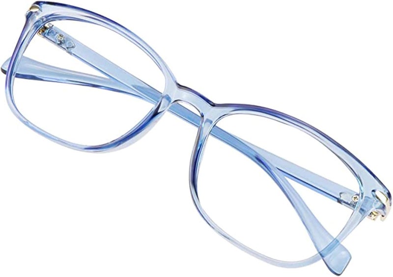 VisionGlobal Blue Light Blocking Glasses for Women/Men, Anti Eyestrain, Computer Reading, TV Glasses, Stylish Square Frame, Anti Glare(Clear Blue,+1.75 Magnification) - Image 1