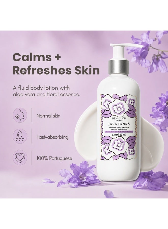 BENAMÕR Jacaranda Body Lotion – Calming & Smoothing Moisturiser with Organic Aloe Vera, Castor Oil & Carnauba Wax | Floral Scent, Paraben Free – 300ml - Image 2