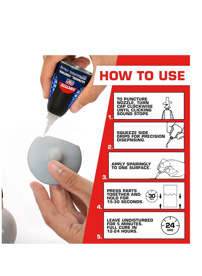 Loctite Loctite Super Glue Ultra Gel Control, Clear Superglue for Plastic, Wood, Metal, Crafts, & Repair, Cyanoacrylate Adhesive Instant Glue, Quick Dry - 0.14 fl oz Bottle, Pack of 1  - Image 3