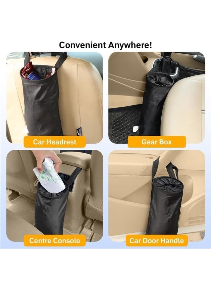 SYOSI Car Trash Bag, Washable Back Seat Hanging Bag with Elastic Opening & Easy Mount, Waterproof Oxford Material, Garbage Can for Camping, Traveling & Outdoor Accessories (2 Pack,Black) - Image 2