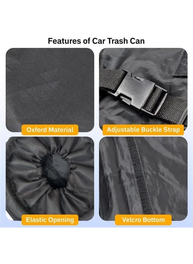 SYOSI Car Trash Bag, Washable Back Seat Hanging Bag with Elastic Opening & Easy Mount, Waterproof Oxford Material, Garbage Can for Camping, Traveling & Outdoor Accessories (2 Pack,Black) - Image 5