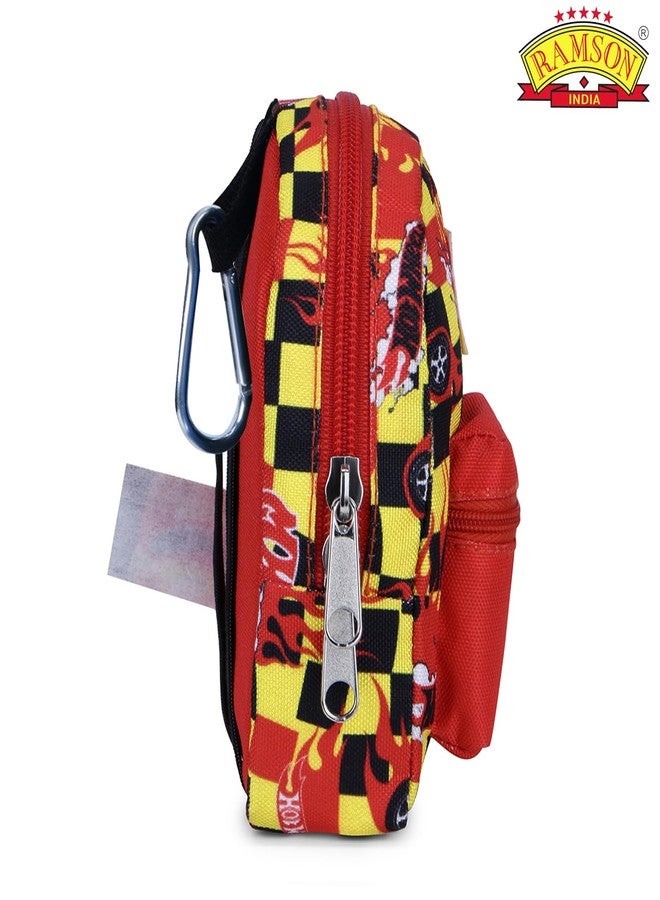 Ramson India Hotwheel Design Mini Pouch - Compact Storage for Kids and Accessories, Red & Yellow | 14cm x 11.5cm x 4.5cm - Image 2