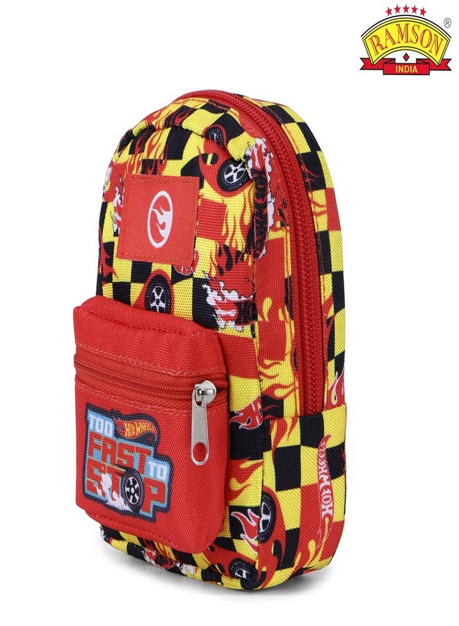 Ramson India Hotwheel Design Mini Pouch - Compact Storage for Kids and Accessories, Red & Yellow | 14cm x 11.5cm x 4.5cm - Image 4