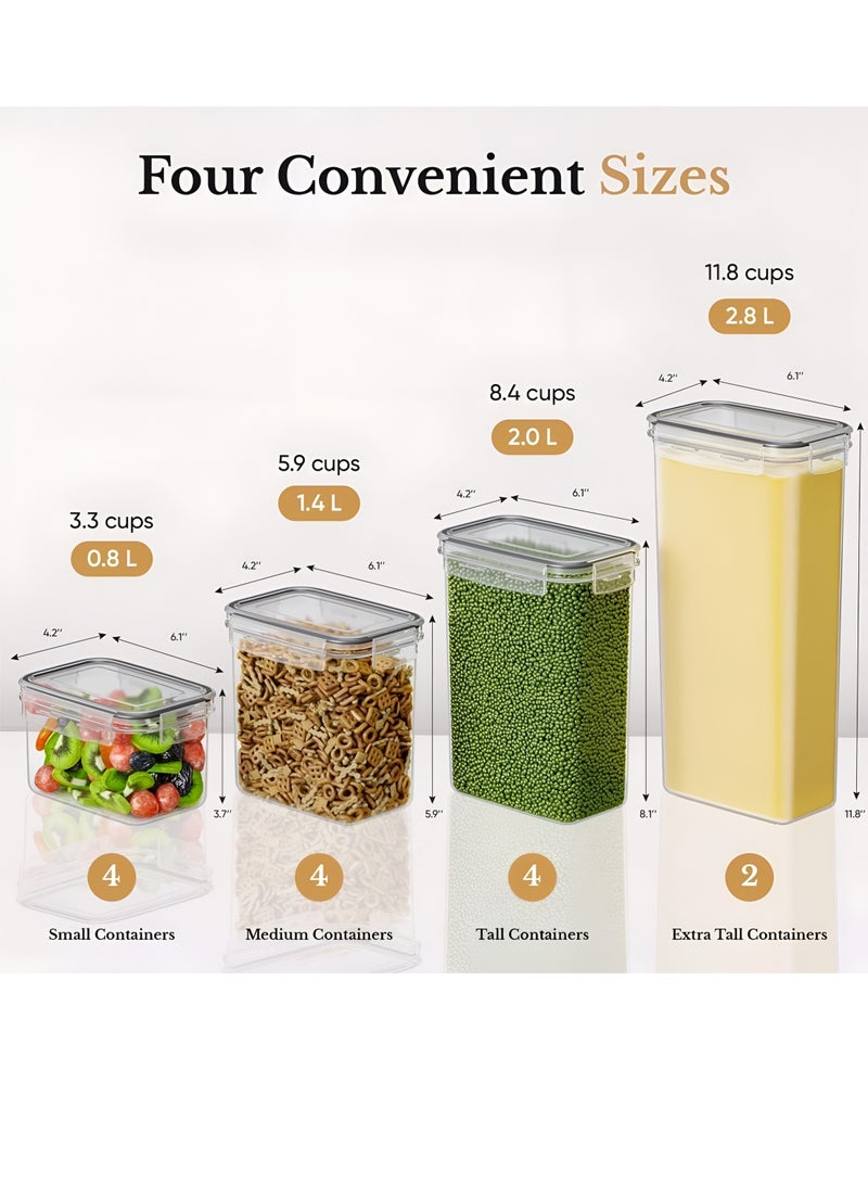 Toshionics Airtight Food Storage Containers with Lids for Kitchen Organization T114701 - Plastic Kitchen Storage Containers for Pantry Organization and Storage - Cereal, Rice, Pasta, Flour and Sugar (14pcs Pack) - Image 4