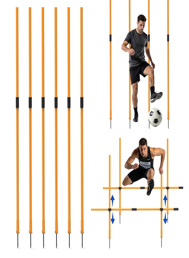 Hikeen Agility Poles, 6 Pack 6ft Soccer Training Poles, Adjustable Detachable Speed and Agility Training Equipment for Football, Practice Accessories for Adults Youth - Image 1