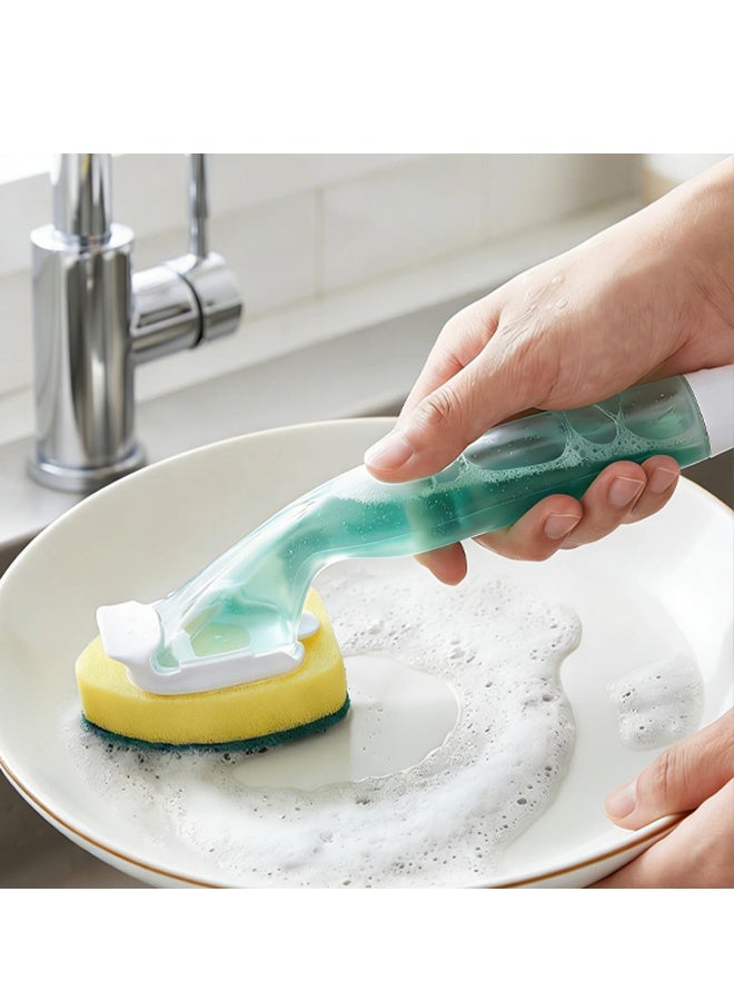 ليفة غسيل أطباق مزودة بصابون وإسفنجات قابلة لإعادة التعبئة، عصا غسيل أطباق غير قابلة للخدش لأطباق المطبخ والأواني والمقالي - Image 5