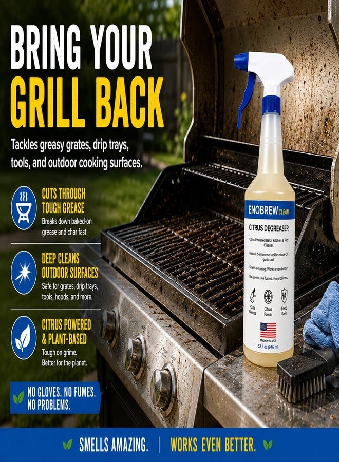 Enobrew Citrus Degreaser and Kitchen Grease Cleaner, Heavy Duty Natural Citrus Formula for BBQ Grills, Stovetops, Cabinets, Autos and Outdoor Surfaces, Fast Acting Best Kitchen Degreaser (32 oz) - Image 4