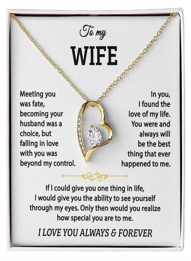 LUXUS™ 18K Gold Finish Heart Pendant Necklace for Wife - Emotional Love Necklace with 7mm CZ Stone & Adjustable Chain - Romantic “To My Wife” to Express Deep Love in Gift Box - Image 1