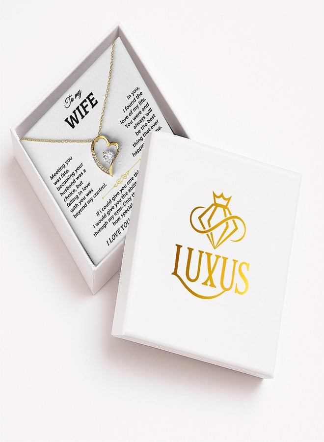 LUXUS™ 18K Gold Finish Heart Pendant Necklace for Wife - Emotional Love Necklace with 7mm CZ Stone & Adjustable Chain - Romantic “To My Wife” to Express Deep Love in Gift Box - Image 2