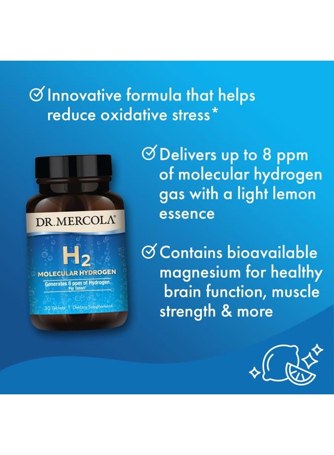 Dr. Mercola الهيدروجين الجزيئي H2، 30 حصة (30 قرص)، مكمل غذائي، يدعم صحة الدماغ والوظيفة الإدراكية، غير معدّل وراثيًا - Image 4