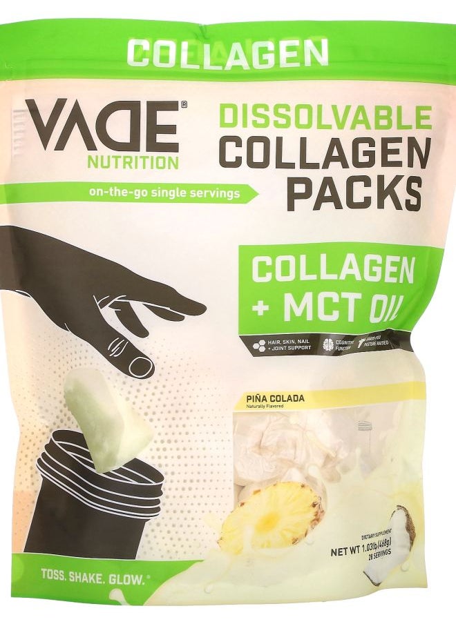 Vade Nutrition Dissolvable Collagen Packs Collagen + MCT Oil Pina Colada 1.03 lb (468 g) 