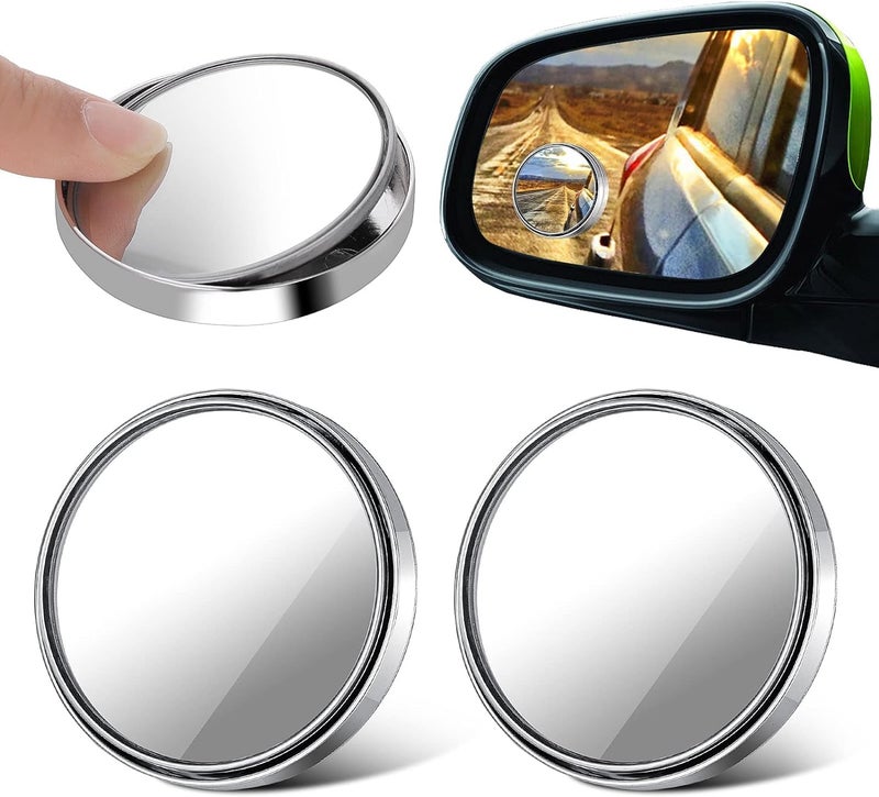 YOMITH Car Blind Spot Mirror Round, 360° Rotatable Convex Rear View Mirror, Adjustable Wide-angle Blind Spot Mirror for Universal Car, Suvs, Truck (PACK OF 2, SILVER) - Image 1