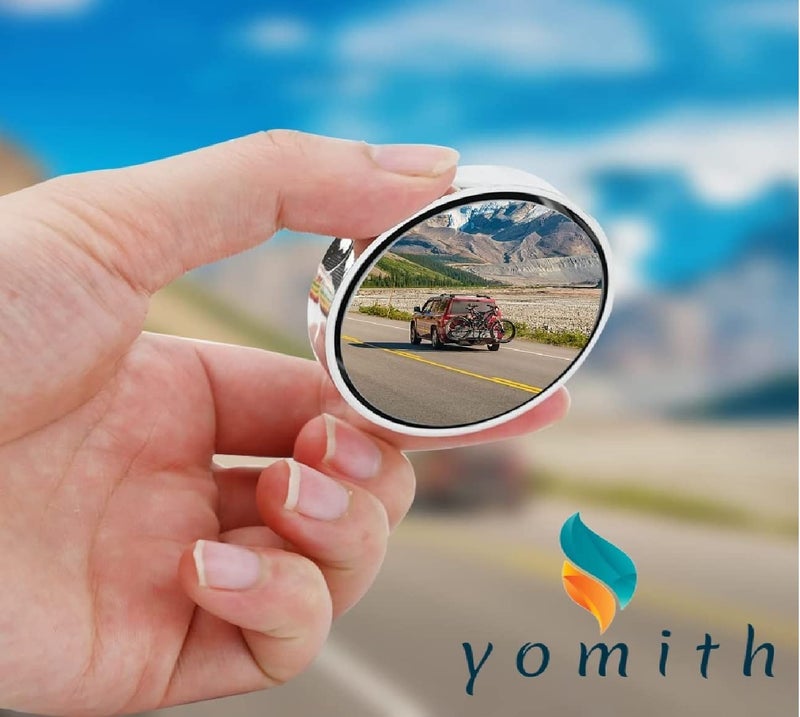 YOMITH Car Blind Spot Mirror Round, 360° Rotatable Convex Rear View Mirror, Adjustable Wide-angle Blind Spot Mirror for Universal Car, Suvs, Truck (PACK OF 2, SILVER) - Image 2
