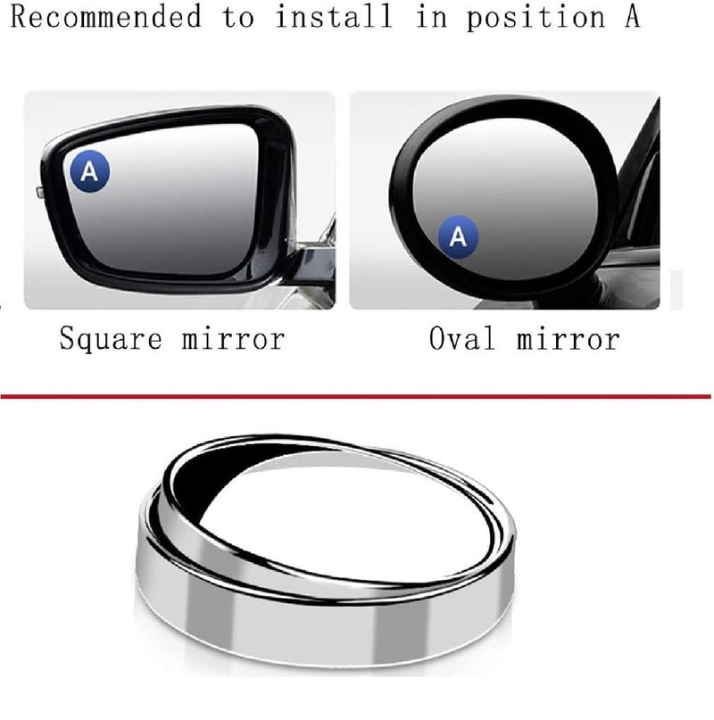 YOMITH Car Blind Spot Mirror Round, 360° Rotatable Convex Rear View Mirror, Adjustable Wide-angle Blind Spot Mirror for Universal Car, Suvs, Truck (PACK OF 2, SILVER) - Image 3