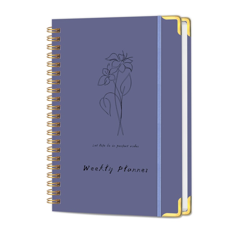 KAICN Undated Weekly Planner with Metal Corner Hardcover Notebook , A5 Size Journal with To Do List Planner, Habit Tracker,Weekly Goals for ADHD,Student, Office, Women, Men ,Gifts,6 x 8 inchesï¼ŒSpiral Bindding ,Purple - Image 1