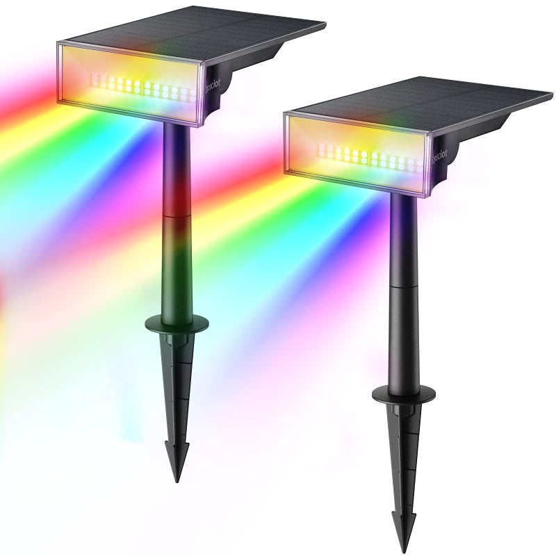 Consciot Solar Spotlight Outdoor Waterproof, Multicolored Solar Outdoor Lights, IP65 Waterproof Solar Spot Light for Yard Chritmas Garden Tree,2 Pack - Image 1