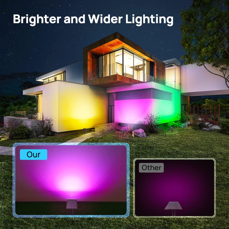 Consciot Solar Spotlight Outdoor Waterproof, Multicolored Solar Outdoor Lights, IP65 Waterproof Solar Spot Light for Yard Chritmas Garden Tree,2 Pack - Image 2