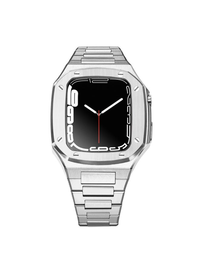Suitable For Apple Iwatch Case Modified Stainless Steel Oak Watch Protective Case Rose Gold 44mm45mms789 - Image 1