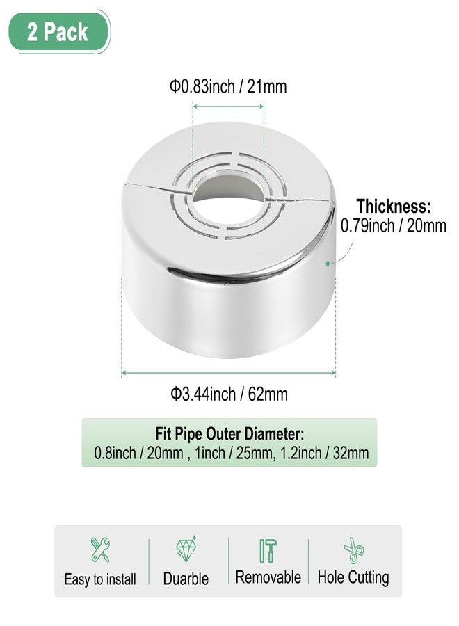 M METERXITY 2-Pack Cuttable Wall Split Flange, for 0.8/1/1.2 Inch(20/25/32mm) OD Pipe ABS Escutcheon Plate Round Plumbing Cover Plates for Water Pipe/Faucet [0.8" Height, Silver Tone] - Image 3