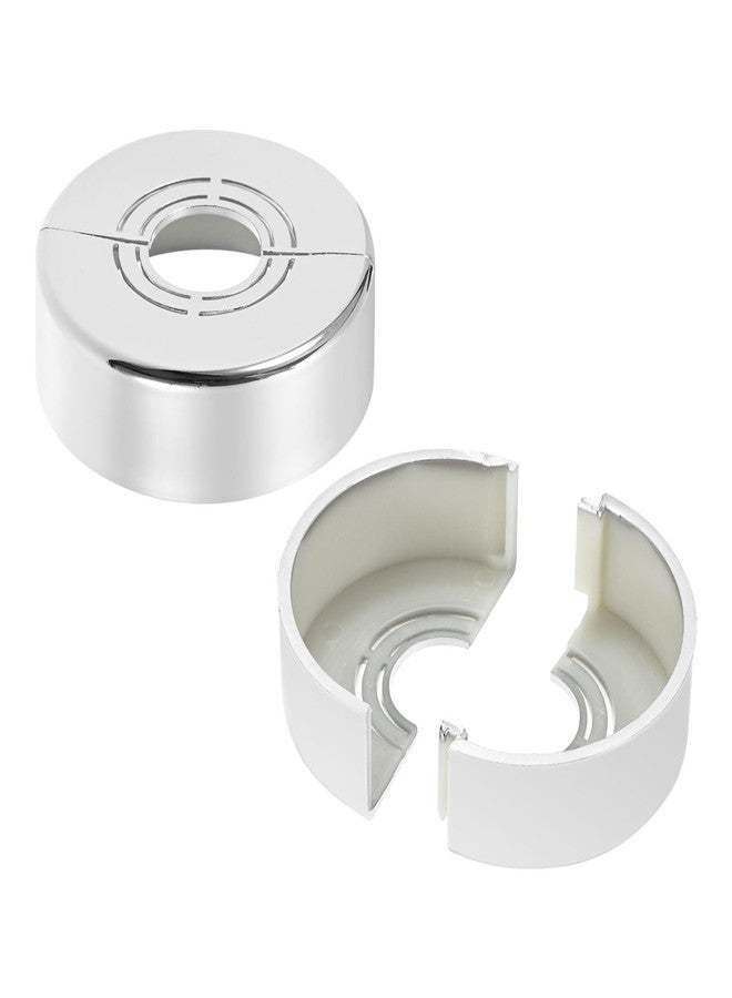 M METERXITY 2-Pack Cuttable Wall Split Flange, for 0.8/1/1.2 Inch(20/25/32mm) OD Pipe ABS Escutcheon Plate Round Plumbing Cover Plates for Water Pipe/Faucet [0.8" Height, Silver Tone] - Image 1