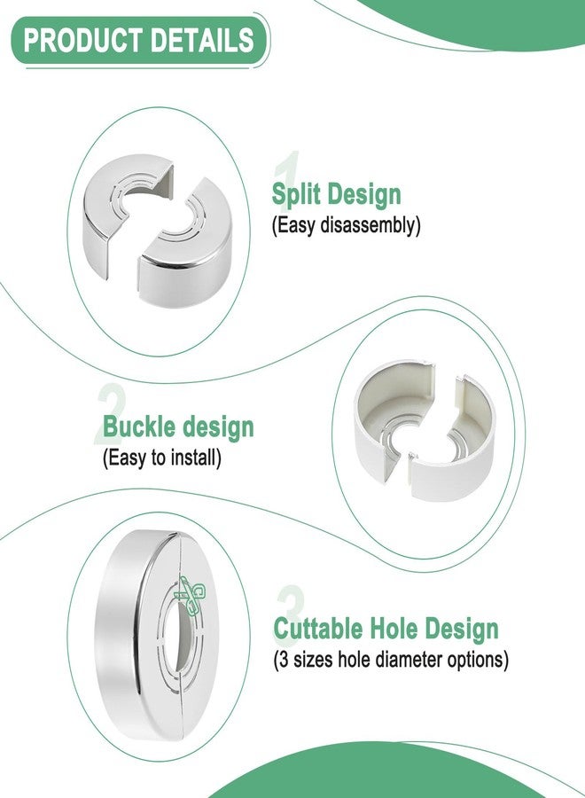 M METERXITY 2-Pack Cuttable Wall Split Flange, for 0.8/1/1.2 Inch(20/25/32mm) OD Pipe ABS Escutcheon Plate Round Plumbing Cover Plates for Water Pipe/Faucet [0.8" Height, Silver Tone] - Image 2