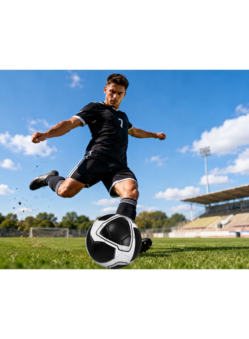 Lacoz Size 5 Soccer Ball for Training & Match Play – Durable Machine-Stitched Football for Kids, Teens & Adults – Suitable for Indoor & Outdoor High-Performance Textured Grip for All-Weather Play Black - Image 4