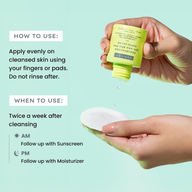 HYPHEN Hyphen Resurfacing 10 AHA BHA PHA Exfoliator  Instant Exfoliation with 20 Pineapple Extract  Leaveon Serum  Smoothens Texture Unclogs Pores Nonirritating  Facial Serum for Men  Women  50ml - Image 5