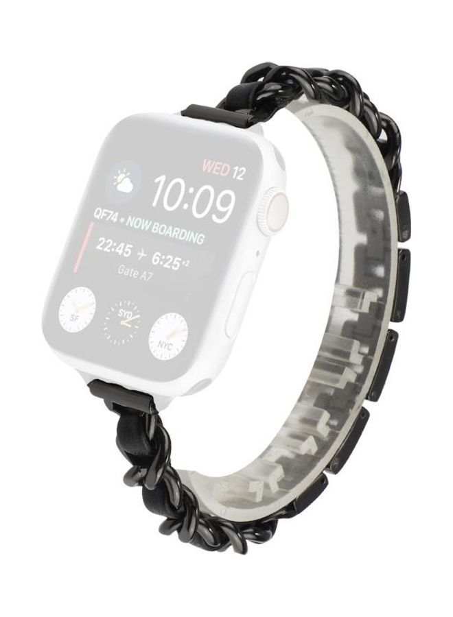 NIBEMINENT Ethnic Replacement Watchband For Apple Watch Series 1/2/3/4/5/6/7/SE 42/44/45mm Black - Image 1