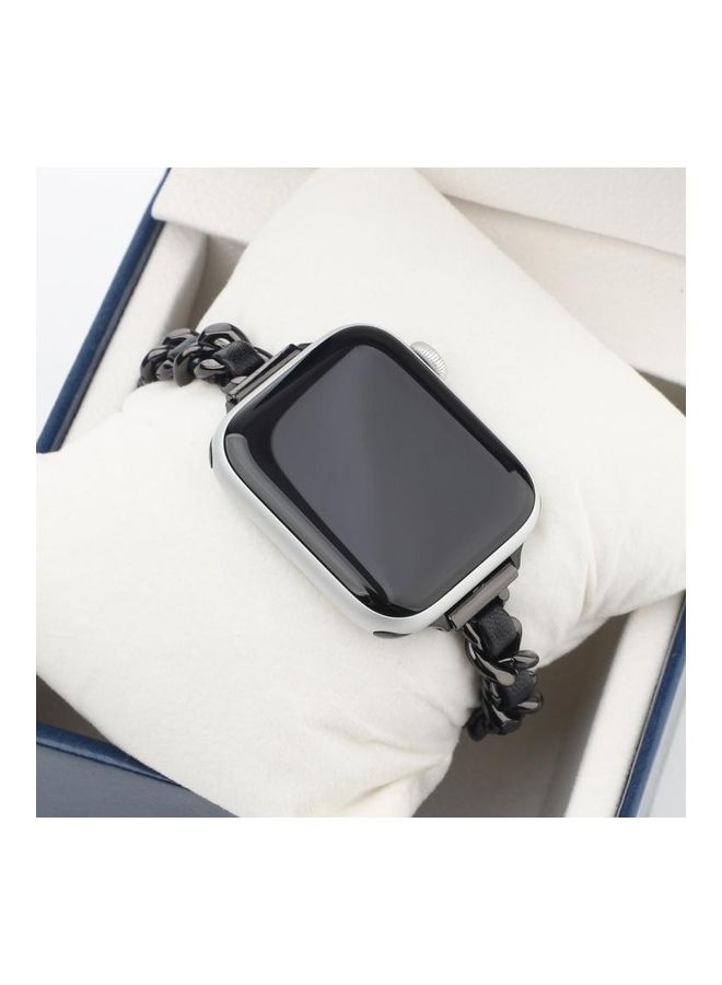 NIBEMINENT Ethnic Replacement Watchband For Apple Watch Series 1/2/3/4/5/6/7/SE 42/44/45mm Black - Image 3